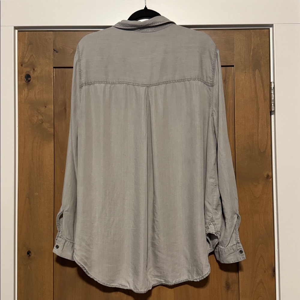 Jane and Delancey Button Down Shirt Top Womens XL roll tab sleeve Safari Lyocell - Picture 2 of 11